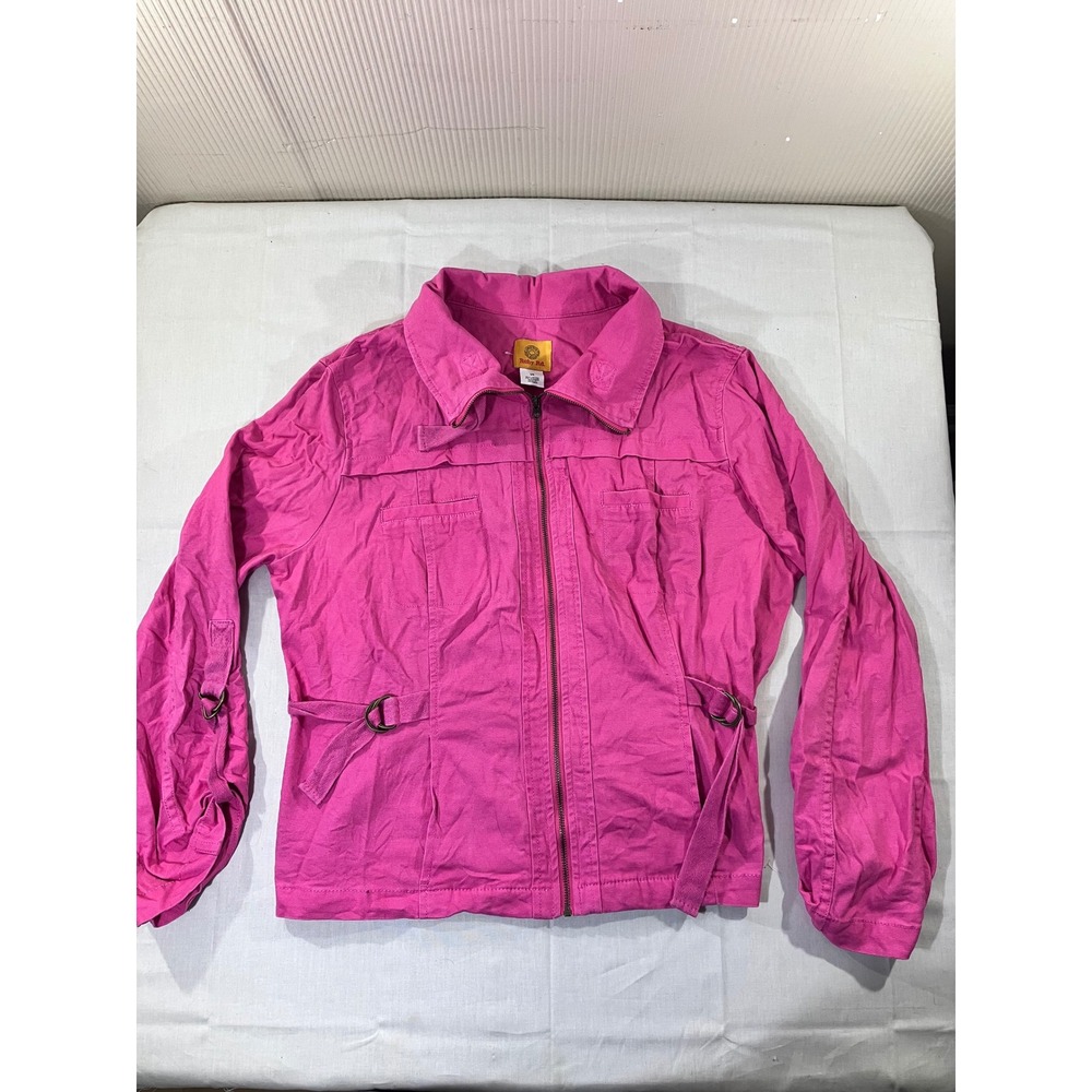 Ruby Rd Women's Pink Cotton Blend Full Zip Lightweight Jacket Size 14